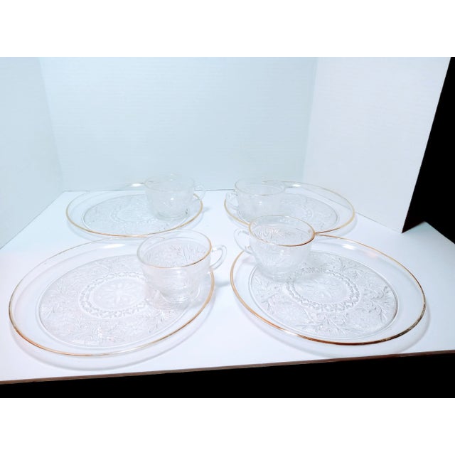 Vintage Anchor Hocking Eight Piece Set Sandwich Clear Snack Plates & Cups Chairish