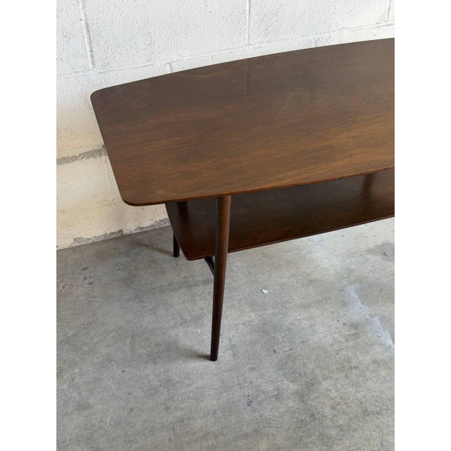 Mid 20th Century Vintage Danish Modern Walnut Coffee Table With Shelf – Mid Century Side Table For Sale - Image 5 of 9