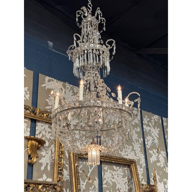 Traditional 19th Century Swedish Crystal Chandelier With 7 Lights For Sale - Image 3 of 5