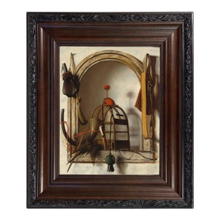 "Niche with Falconry" After Christoffel Pierson Contemporary Reproduction Print on Canvas, Wood Frame 8 x 10 For Sale