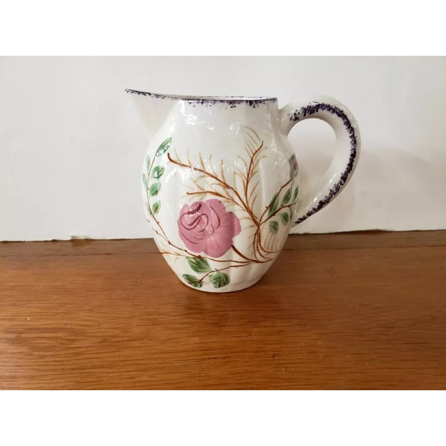 1940s Blue Ridge Southern Properties Hand Painted Party Goer Pattern Virginia Shaped Pitcher, Made in Usa For Sale - Image 4 of 6