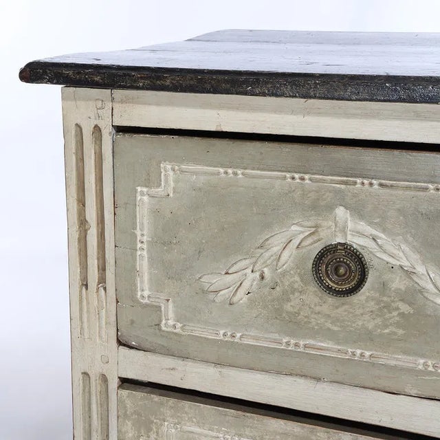 Wood Swedish Gustavian Painted Two-Drawer Chest With Carved Laurel Swags, Late 18th Century For Sale - Image 7 of 17