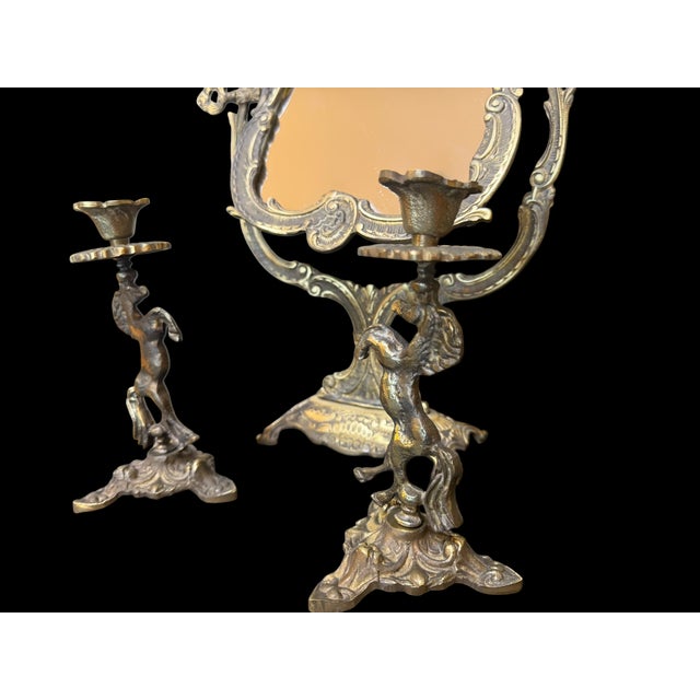 Handmade Brass Horse Mirror Set For Sale In Los Angeles - Image 6 of 18