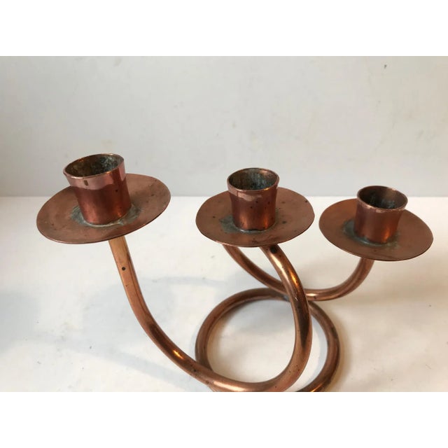 1970s Danish Modernist Copper Spiral Candleholder, 1970s For Sale - Image 5 of 7