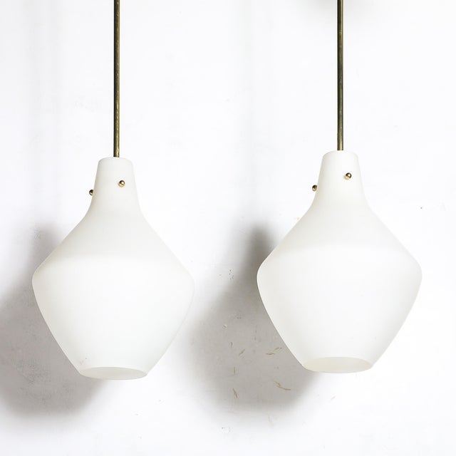 Pair of Mid-Century Hand-Blown Frosted Organic Murano Glass Pendant Chandeliers For Sale - Image 13 of 13