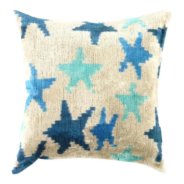 Contemporary Decorative Accent Handmade Ikat Pillow For Sale