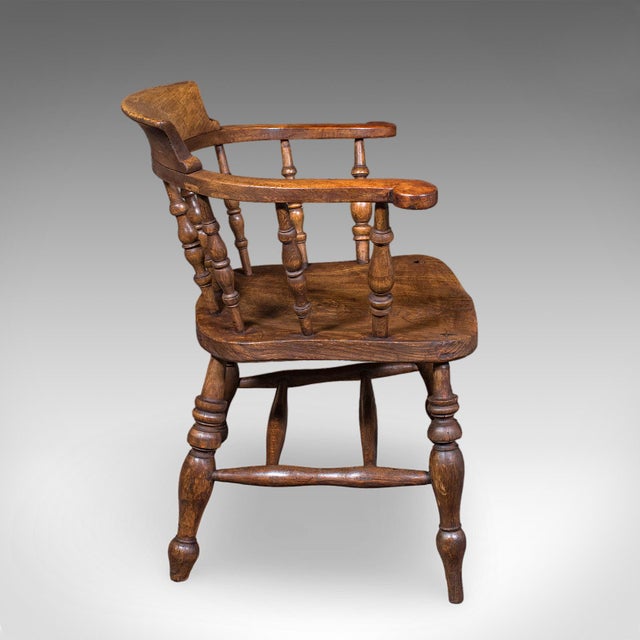 Traditional Antique Smoker's Bow Chair, English, Country House Elbow Seat, Edwardian, 1904 For Sale - Image 3 of 12