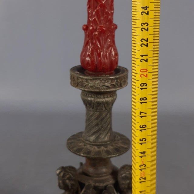 Antique Empire Style Burnished Antimony Candlestick, 1890s For Sale - Image 12 of 13