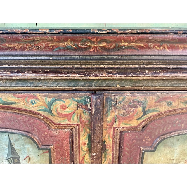 Dutch Colonial 18th Century Polychrome Painted Cabinet For Sale - Image 11 of 13