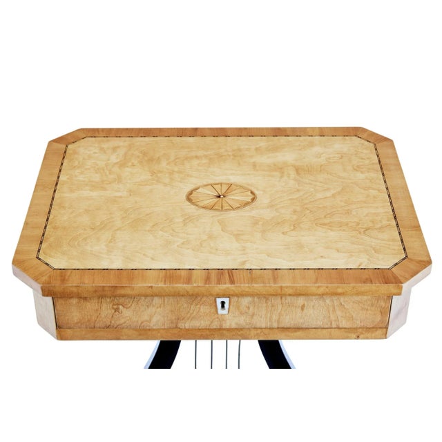 19th Century Inlaid Birch Lyre Form Occasional Table For Sale - Image 5 of 9