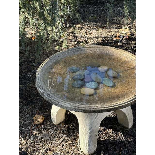 Mid-Century Cast Stone Birdbath For Sale - Image 4 of 7