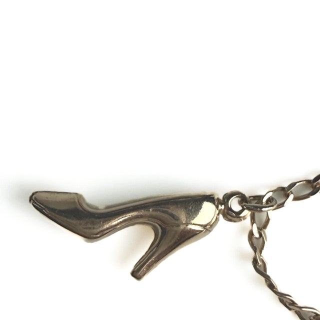 Gold 1990s 14k Yellow Gold Chain Charm Bracelet With Three Charms For Sale - Image 8 of 12