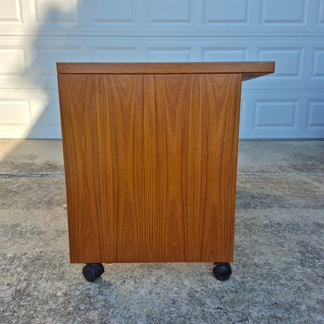 1970s Jesper International Danish Modern Rolling Teak Desk Work Table Cart For Sale - Image 10 of 14
