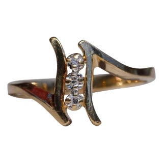 The Stiltner: Ladies Yellow Gold Diamond Bypass Ring For Sale