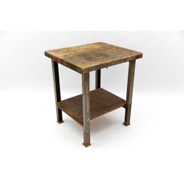 Art Deco Industrial Steel and Wood Work Table, 1940s For Sale - Image 4 of 15