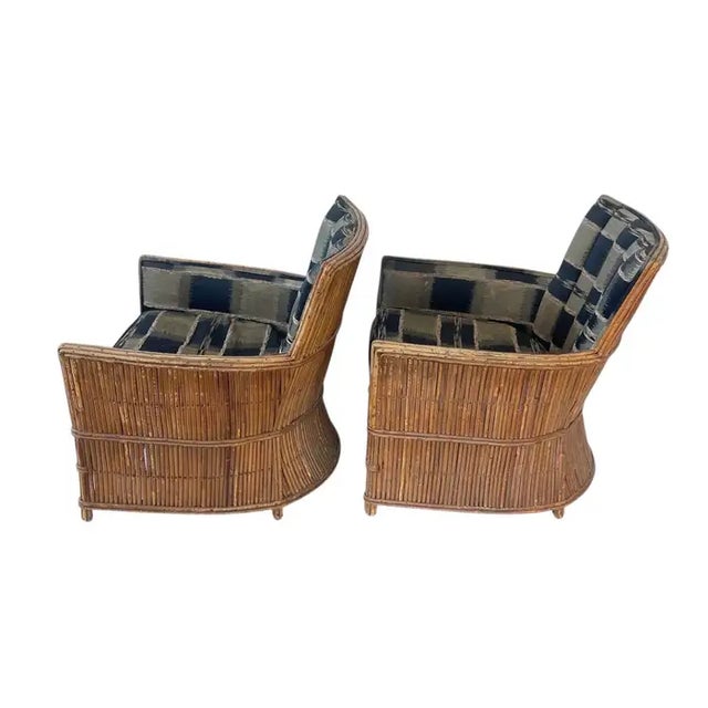 Heywood-Wakefield Pair of Art Deco Split Reed Rattan Armchairs, Usa, Circa 1940s For Sale - Image 4 of 18