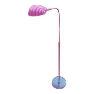 1970s Vintage Hot Pink Brass Clam Shell Floor Lamp For Sale