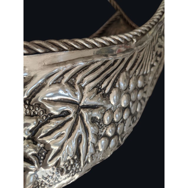 Metal Vintage Silver Repousse French Style Champagne Bottle Holder For Sale - Image 7 of 16