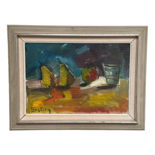 Louis Zelig, Fruit, 1960s, Oil on Canvas, Framed 72 × 55 Cm For Sale