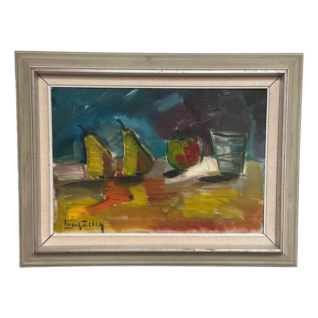 Louis Zelig, Fruit, 1960s, Oil on Canvas, Framed 72 × 55 Cm For Sale