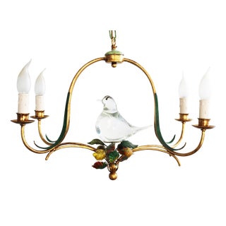 Hollywood Regency Florentine Murano Glass Chandelier with Bird, Italy, 1970s For Sale