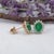 2020s 1.8Ct Zambian Emerald Earrings With Diamond Accents in Solid 14k Gold, 7x5mm, Pair For Sale - Image 5 of 7