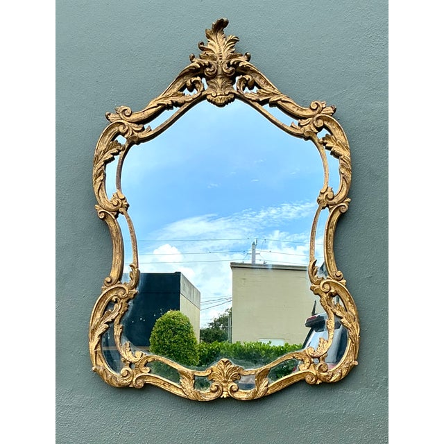 Gold Vintage Rococo Style Gold Frame Mirror For Sale - Image 8 of 12