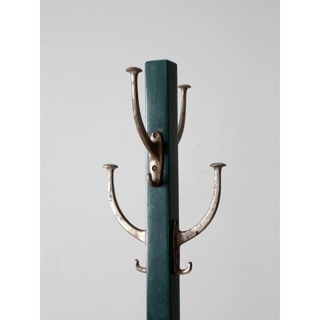 Farmhouse Vintage Wooden Coat Rack For Sale - Image 3 of 11