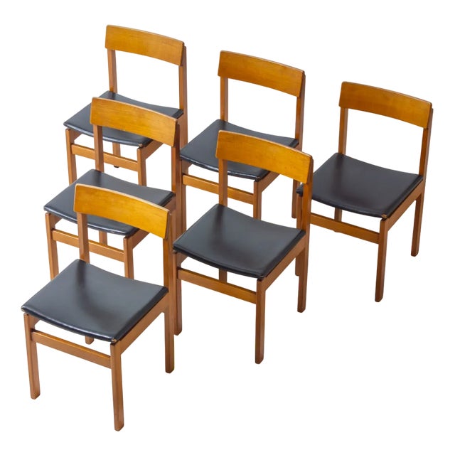 Abstracta Dining Chairs in Beech by Jos de Mey for Van den Berghe-Pauvers, Belgium, 1960s, Set of 6 For Sale