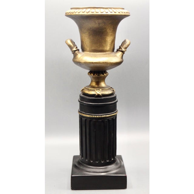 Gold Grand Tour Style Urn on Pedestal For Sale - Image 8 of 12