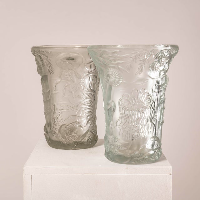 Glass Marine Life Vases attributed to Josef Inwald for Barolac, 1960s, Set of 2 For Sale - Image 10 of 16