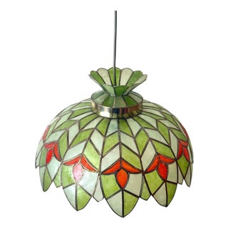 Handcrafted Palm Beach Capiz Shell Lotus Pendant, 1970s For Sale