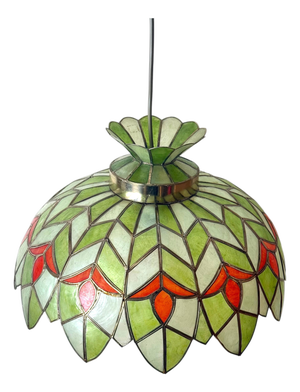 Handcrafted Palm Beach Capiz Shell Lotus Pendant, 1970s