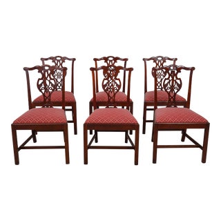 Set of 6 Baker Chippendale Mahogany Dining Room Chairs For Sale