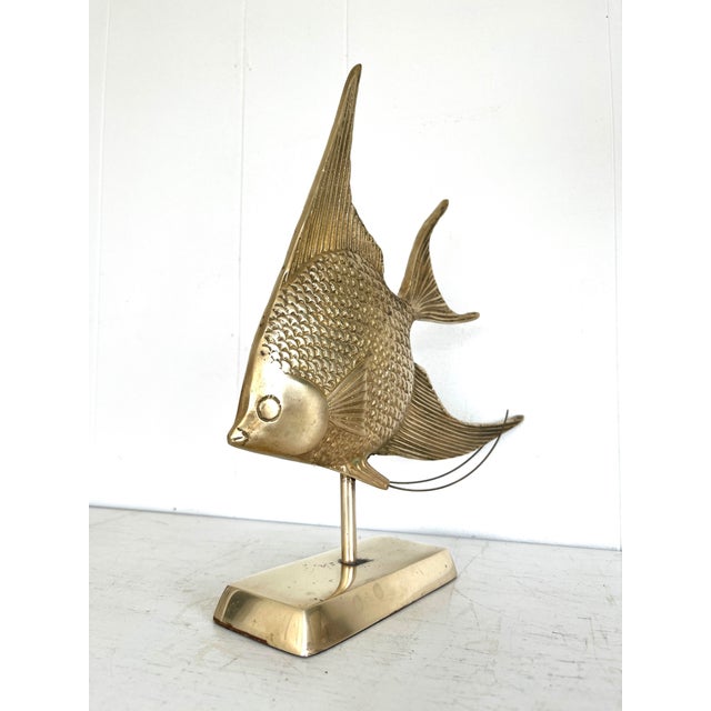 Vintage Brass Angelfish Statue For Sale - Image 13 of 13