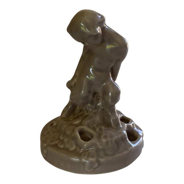Antique Rookwood Pottery Porcelain Art Deco/Arts & Crafts Faun & Turtle Flower Frog Made in Usa 1916 For Sale