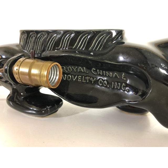 Ceramic Mid-Century Modern Black Ceramic Panther Lamp With Planter For Sale - Image 7 of 8