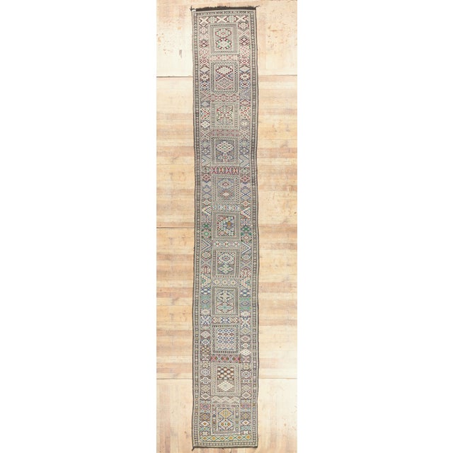 Vintage Zemmour Moroccan Kilim Rug, 03'04 X 23'06 For Sale - Image 10 of 11