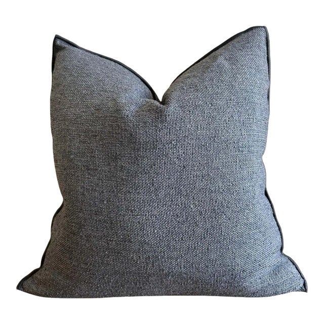 Custom Made French Outdoor Pillow in Natural Textured Outdoor Material For Sale