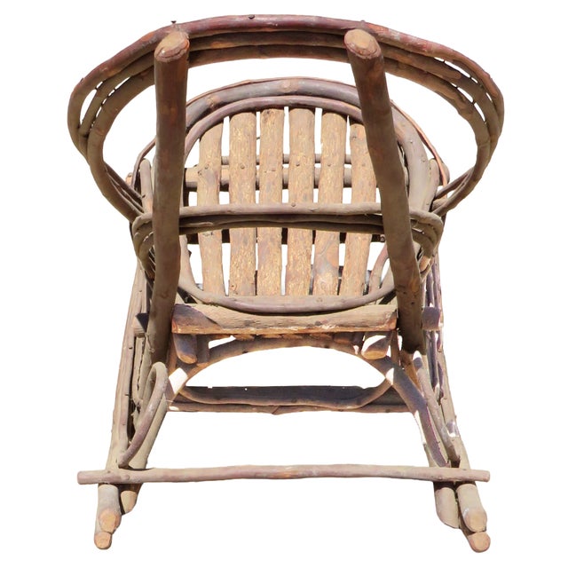 1920s Adirondack Folk Art Bentwood Twig Child's Rocker For Sale - Image 4 of 4