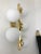 Mid-Century Modern Contemporary Brass Opaline Glass Ball Sconces, Italy - a Pair For Sale - Image 3 of 11