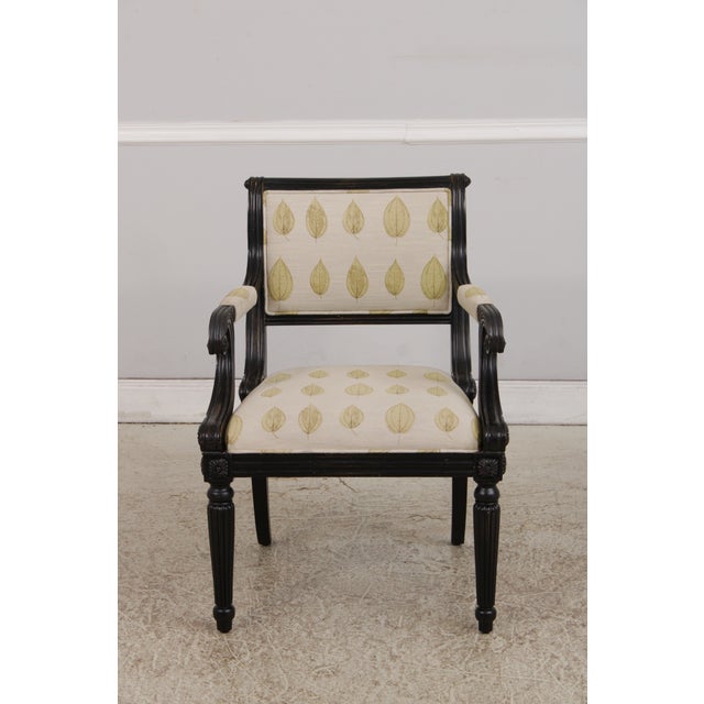 1990s Hickory Chair Upholstered Armchair & Ottoman For Sale - Image 5 of 18