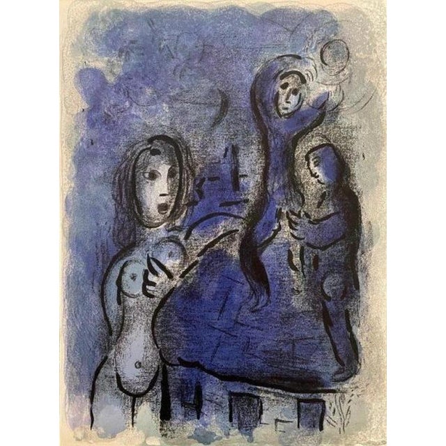 Original lithograph by Marc Chagall from The Bible of 1960 Rahab and the Spies of Jericho Unsigned 35 x 26 cm Excellent...
