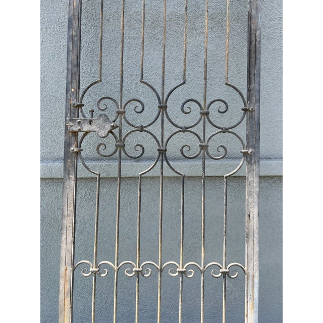1920s 1920's Large Oversized Single Pedestrian Gate Spanish Revival Style With Optional Side Panels For Sale - Image 5 of 12