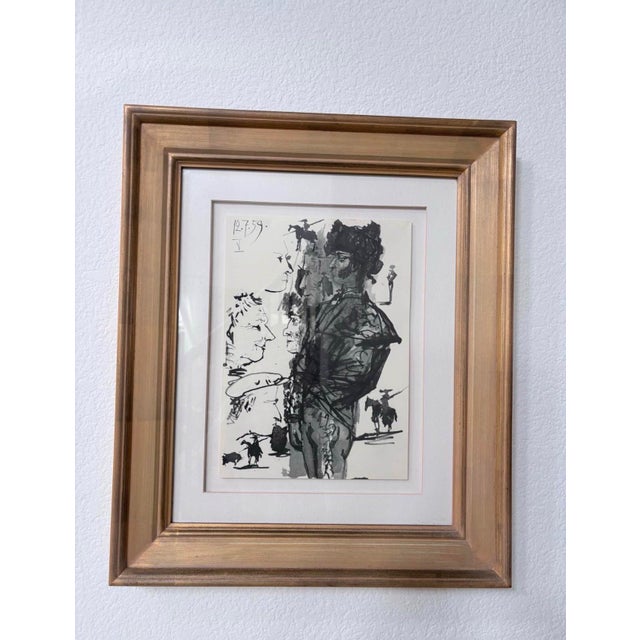 Gold 1961 Pablo Picasso “Toros Y Toreros” No. 5 Bichrome Print Framed For Sale - Image 8 of 8