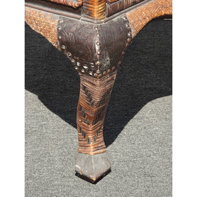 Share Vintage Mid Century Wicker Barrel Back Side Chair For Sale - Image 13 of 14