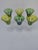 Six large Saint Louis crystal glasses, Camargue pattern. Three are chartreuse green and three are forest green. They are...