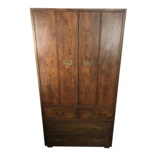 Henredon Campaign Bedroom Armoire Wardrobe Closet For Sale