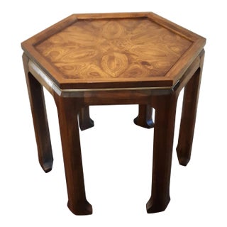 Vintage Altavista Lane Walnut Hexagonal Side Table For Sale