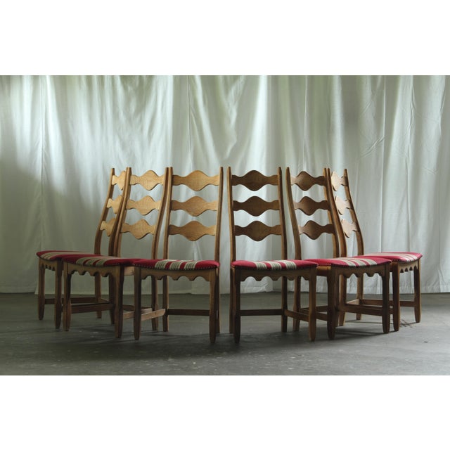 Brutalist Danish Oak Ladderback Dining Chairs in the style of Kjærnulf, 1960s, Set of 6 For Sale - Image 18 of 18